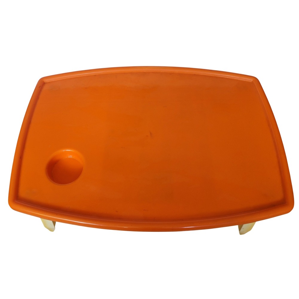 Vtg Orange TV Lap Tray W/ Cup Holder Retro Bed N Breakfast Blissfield Hollywood - Picture 3 of 8
